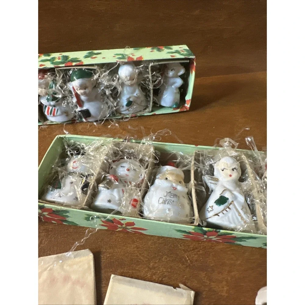 Vintage Set 21 Commodore Japan Ceramic Christmas Card Place Settings + 13cards